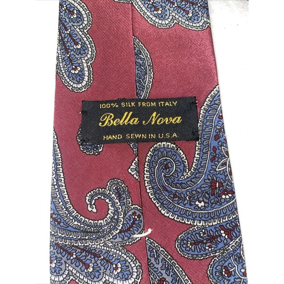 Bella Nova Men 100% Silk Tie Paisley Floral Made in Italy USA office preppy - Picture 3 of 5